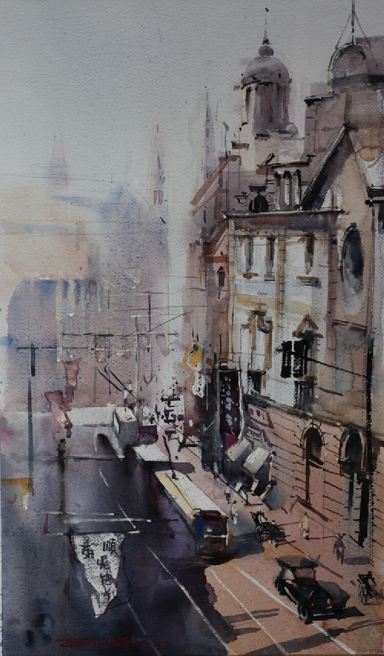 朱开荣个展"蕴城里"桥舍开幕 水彩画展现老上海风情