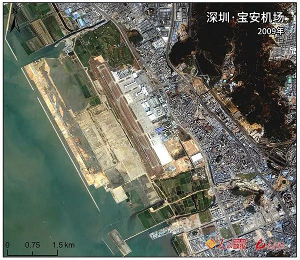 2009年深圳宝安机场卫星影像图