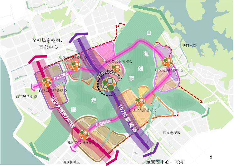第十四个五年规划和二〇三五年远景目标纲要》,铁仔山片区位于"一轴